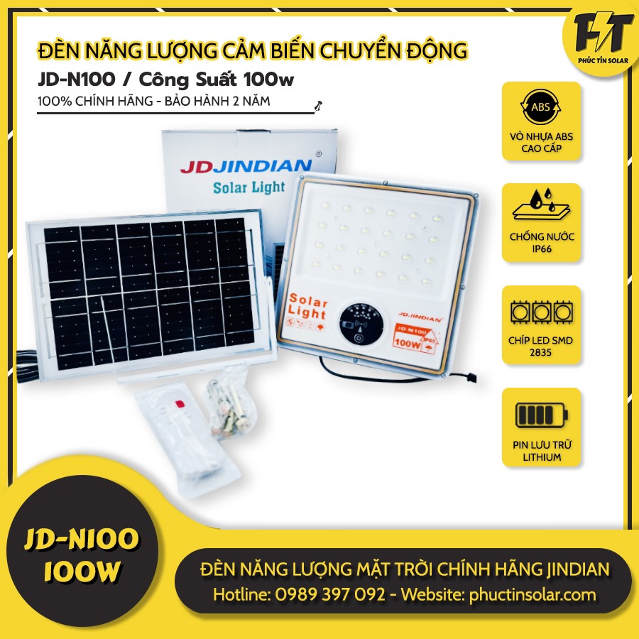 Đèn cảm biến năng lượng mặt trời JD-N100